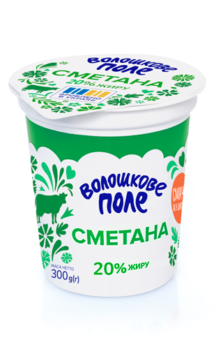 Сметана 20% 300 г ПЕТ стакан ВОЛОШКОВЕ ПОЛЕ